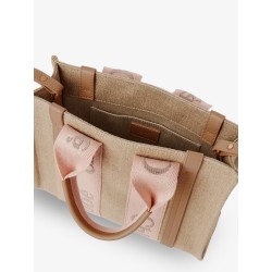 Woody linen canvas and leather crossbody bag