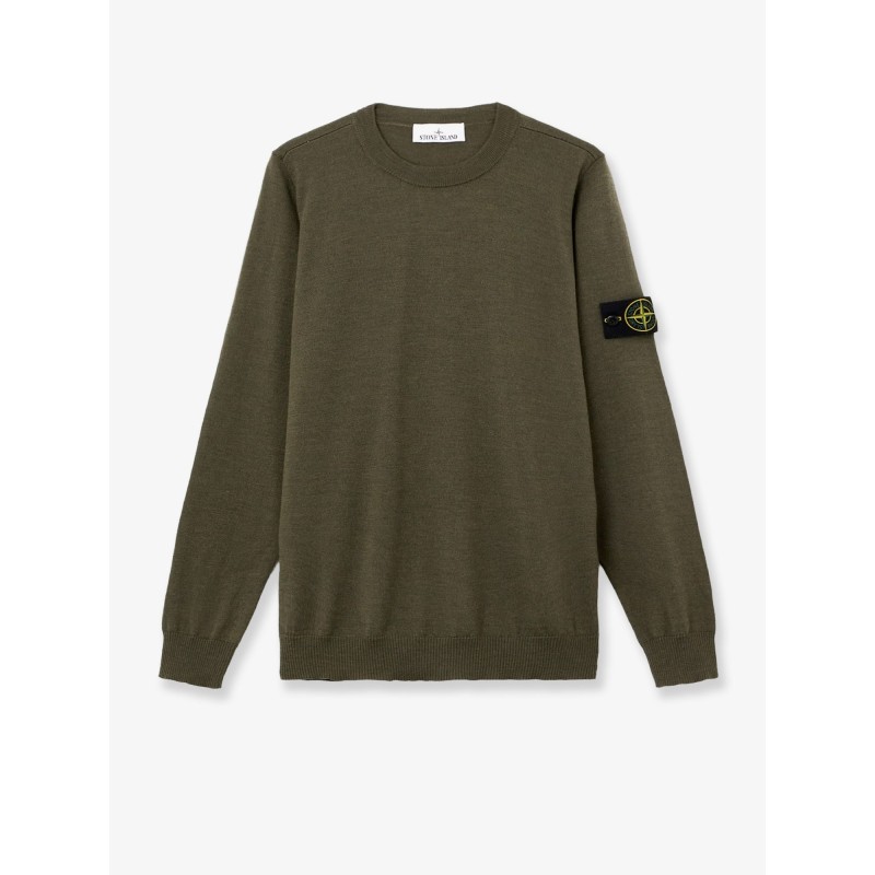 Wool sweater with side logo patch