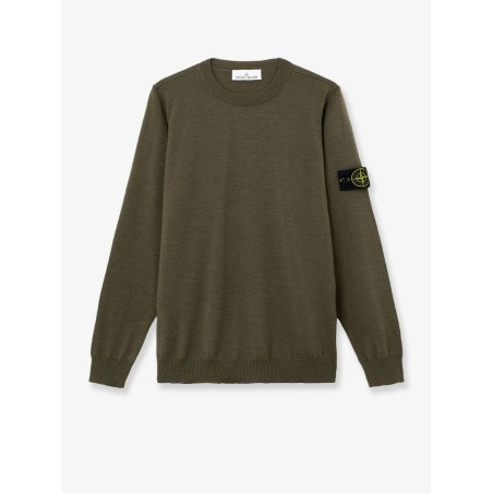 Wool sweater with side logo patch