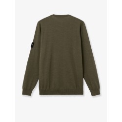Wool sweater with side logo patch