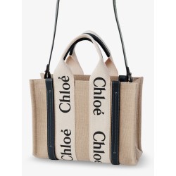 Woody linen canvas and leather crossbody bag
