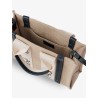 Woody linen canvas and leather crossbody bag