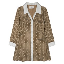 silk twill mini shirt dress