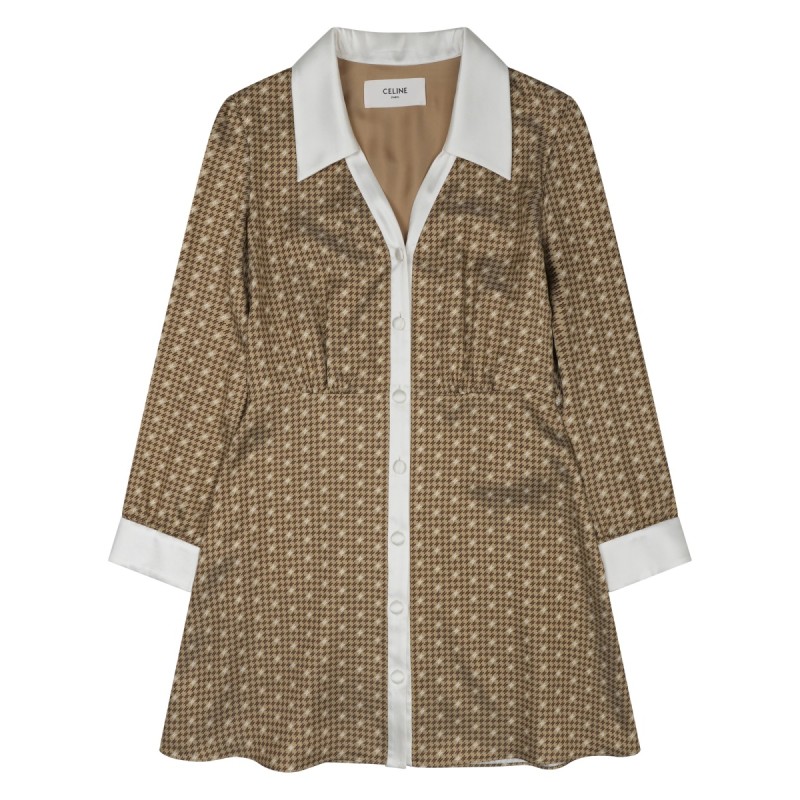 silk twill mini shirt dress