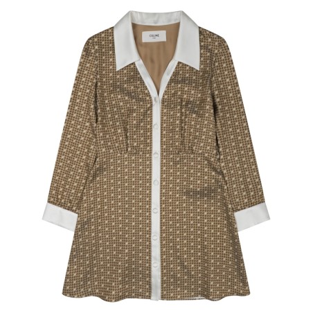 silk twill mini shirt dress
