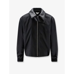Nylon and cotton jacket with Intrecciato details