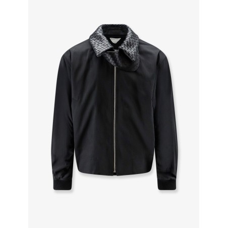 Nylon and cotton jacket with Intrecciato details