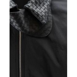 Nylon and cotton jacket with Intrecciato details