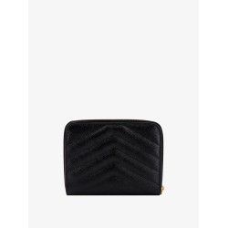Quilted leather wallet with metal Cassandre logo