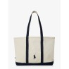 Denim shoulder bag with embroidered logo on the front