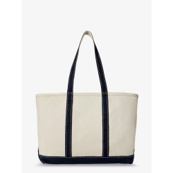 Denim shoulder bag with embroidered logo on the front