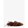 Canvas and leather blend ballerinas