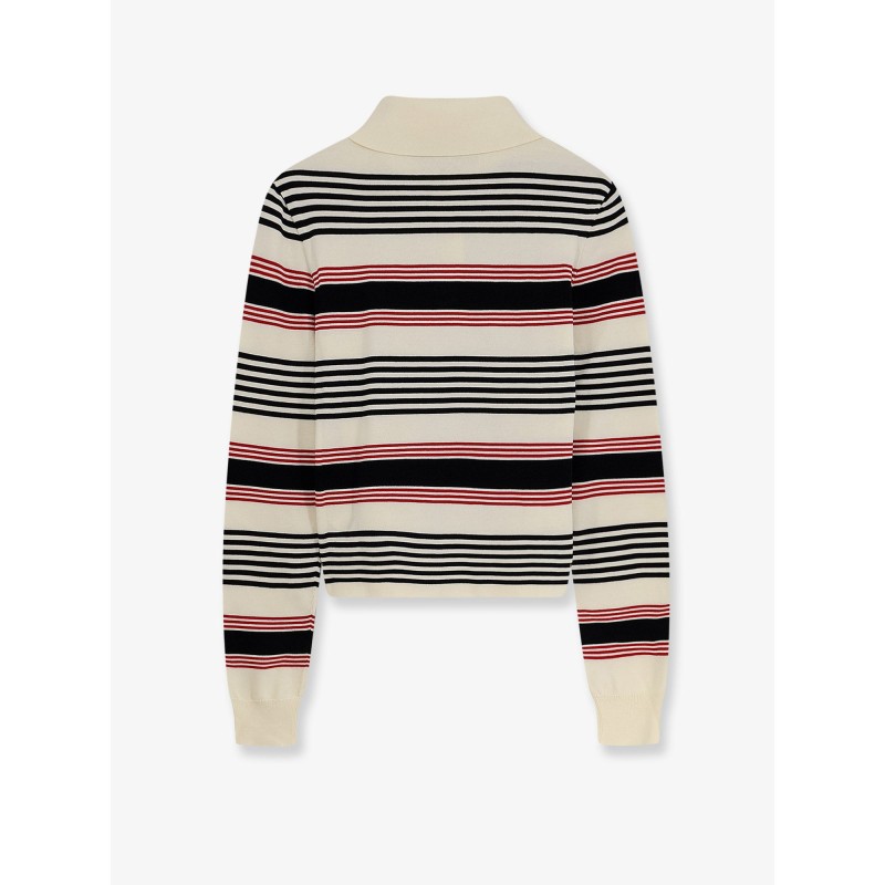 Striped cotton polo sweater