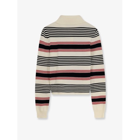Striped cotton polo sweater