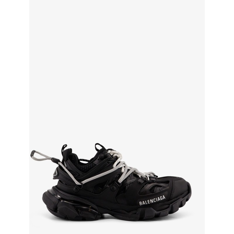Track mesh sneakers with double laces