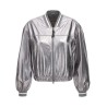 Laminated leather bomber jacket
