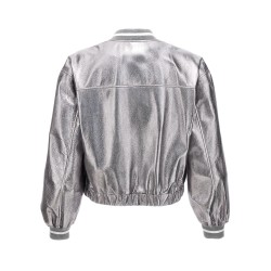 Laminated leather bomber jacket