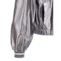 Laminated leather bomber jacket