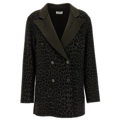 Animal print double-breasted blazer