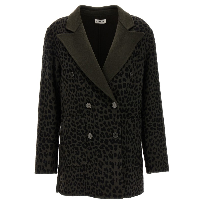 Animal print double-breasted blazer