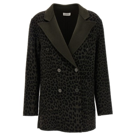 Animal print double-breasted blazer