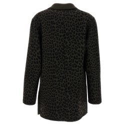 Animal print double-breasted blazer