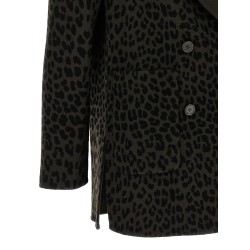Animal print double-breasted blazer