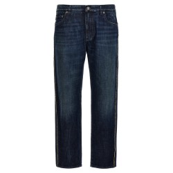 Fringed stitching jeans