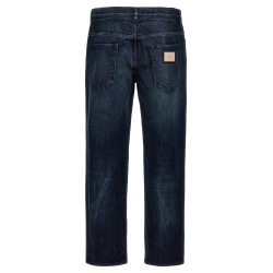 Fringed stitching jeans