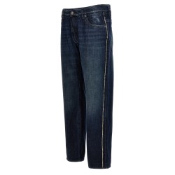 Fringed stitching jeans