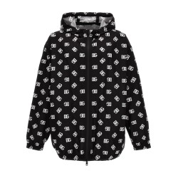 Logo print hooded jacket