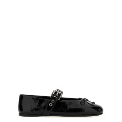 Buckle and bow ballet flats