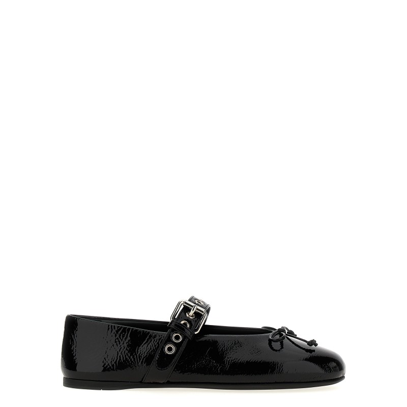 Buckle and bow ballet flats