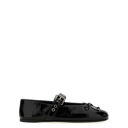 Buckle and bow ballet flats
