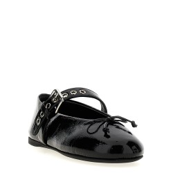 Buckle and bow ballet flats