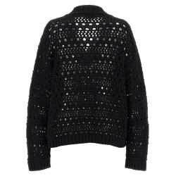 'Black Crochet V-neck' sweater
