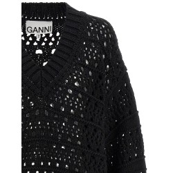 'Black Crochet V-neck' sweater