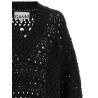'Black Crochet V-neck' sweater