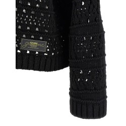 'Black Crochet V-neck' sweater