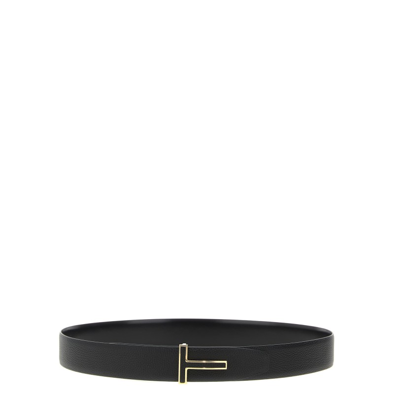 Logo buckle reversible belt