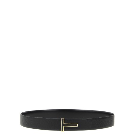 Logo buckle reversible belt
