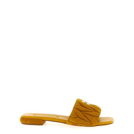 Matelassé suede slides