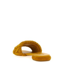 Matelassé suede slides