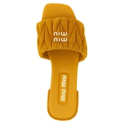 Matelassé suede slides