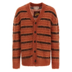 Brushed striped cardigan
