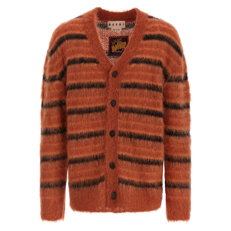 Brushed striped cardigan