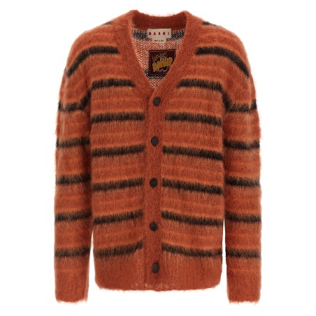 Brushed striped cardigan