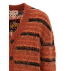 Brushed striped cardigan