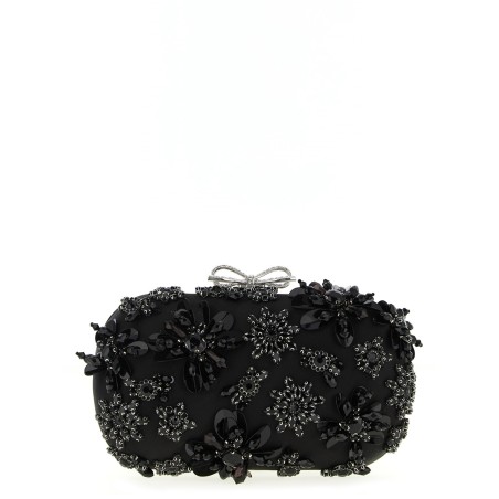 'Black Satin Floral Crystal' clutch