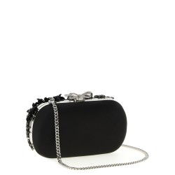 'Black Satin Floral Crystal' clutch